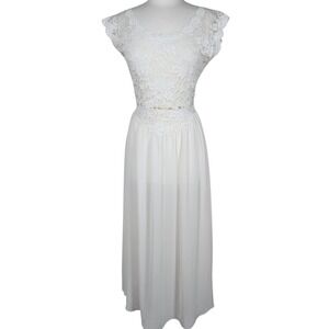Vintage Victorias Secret Ivory Lace Bodice Maxi Dress L Empire‎ Waist Trousseau